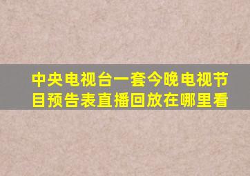 中央电视台一套今晚电视节目预告表直播回放在哪里看