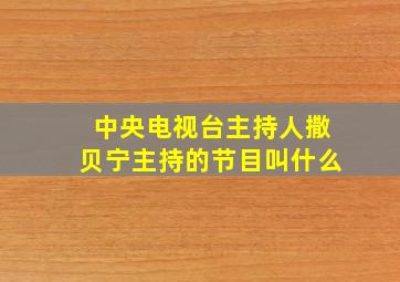 中央电视台主持人撒贝宁主持的节目叫什么