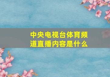 中央电视台体育频道直播内容是什么