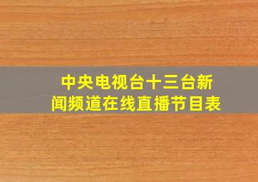 中央电视台十三台新闻频道在线直播节目表