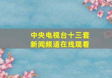 中央电视台十三套新闻频道在线观看