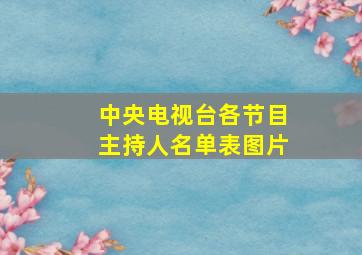 中央电视台各节目主持人名单表图片