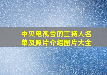 中央电视台的主持人名单及照片介绍图片大全