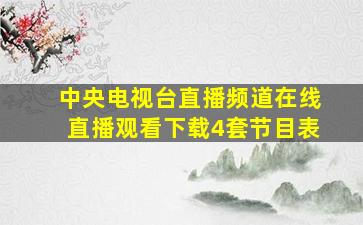 中央电视台直播频道在线直播观看下载4套节目表