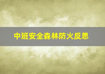 中班安全森林防火反思