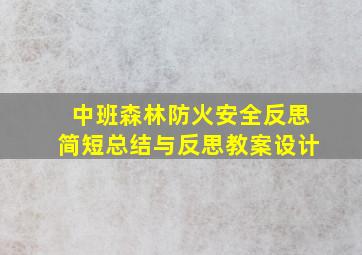 中班森林防火安全反思简短总结与反思教案设计