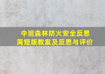 中班森林防火安全反思简短版教案及反思与评价