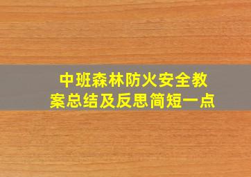 中班森林防火安全教案总结及反思简短一点