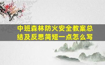 中班森林防火安全教案总结及反思简短一点怎么写