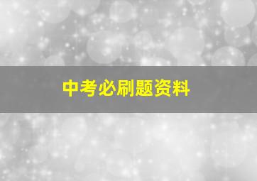 中考必刷题资料