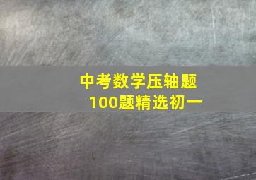 中考数学压轴题100题精选初一