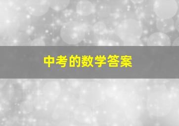 中考的数学答案