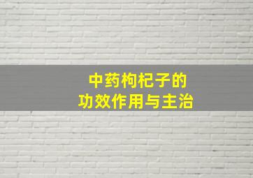 中药枸杞子的功效作用与主治