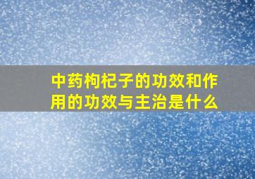 中药枸杞子的功效和作用的功效与主治是什么