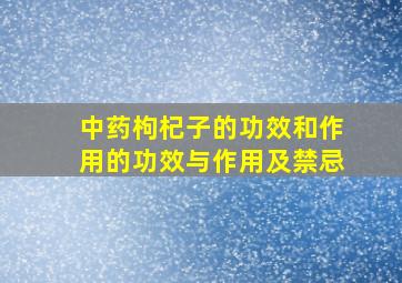 中药枸杞子的功效和作用的功效与作用及禁忌