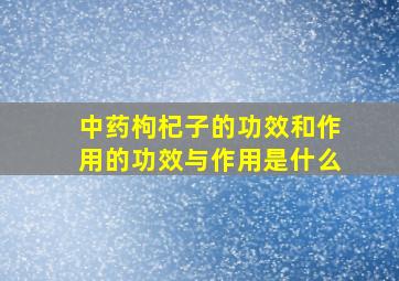 中药枸杞子的功效和作用的功效与作用是什么