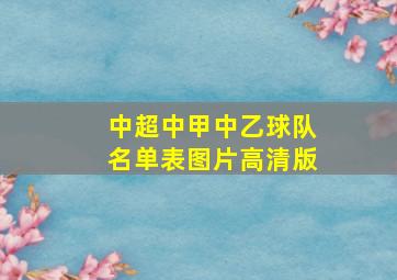 中超中甲中乙球队名单表图片高清版