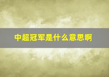 中超冠军是什么意思啊