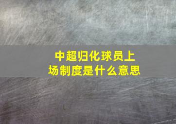 中超归化球员上场制度是什么意思