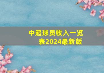 中超球员收入一览表2024最新版