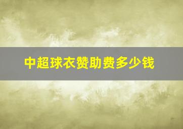 中超球衣赞助费多少钱