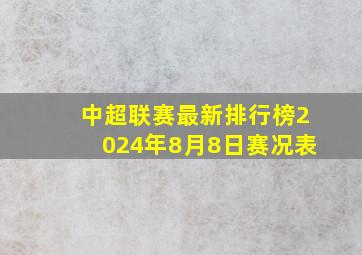 中超联赛最新排行榜2024年8月8日赛况表