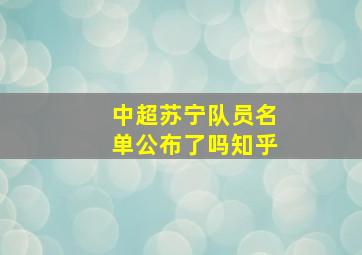 中超苏宁队员名单公布了吗知乎