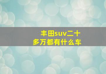 丰田suv二十多万都有什么车