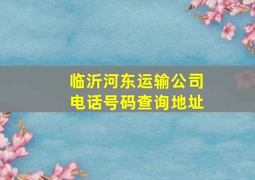 临沂河东运输公司电话号码查询地址