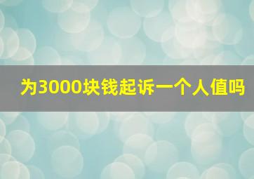 为3000块钱起诉一个人值吗