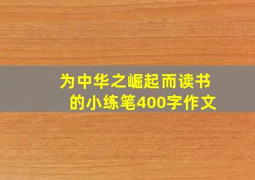 为中华之崛起而读书的小练笔400字作文