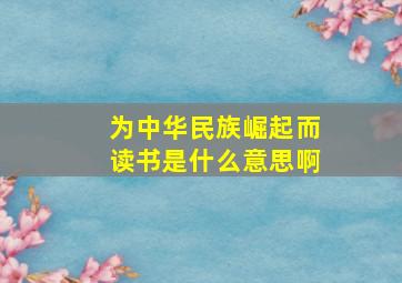 为中华民族崛起而读书是什么意思啊