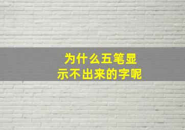 为什么五笔显示不出来的字呢