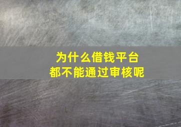 为什么借钱平台都不能通过审核呢