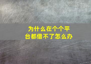 为什么在个个平台都借不了怎么办