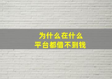 为什么在什么平台都借不到钱