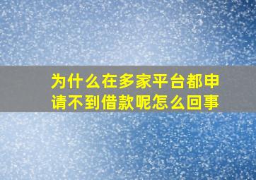 为什么在多家平台都申请不到借款呢怎么回事