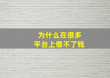 为什么在很多平台上借不了钱