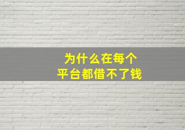 为什么在每个平台都借不了钱