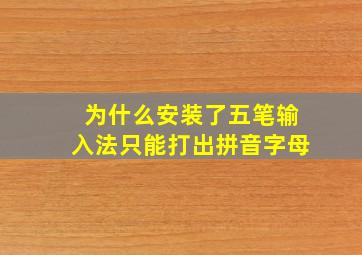 为什么安装了五笔输入法只能打出拼音字母