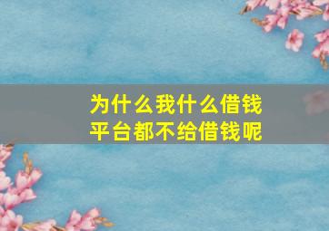 为什么我什么借钱平台都不给借钱呢