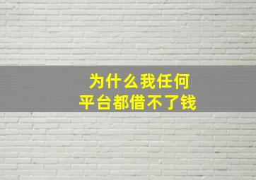 为什么我任何平台都借不了钱