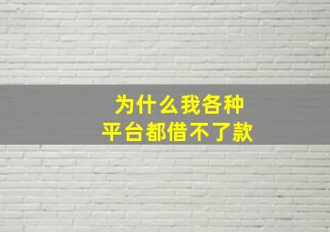 为什么我各种平台都借不了款