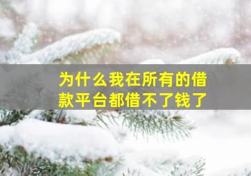 为什么我在所有的借款平台都借不了钱了