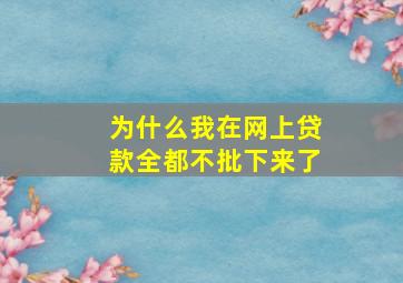 为什么我在网上贷款全都不批下来了