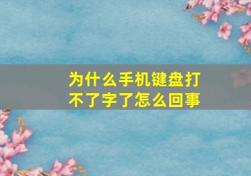 为什么手机键盘打不了字了怎么回事