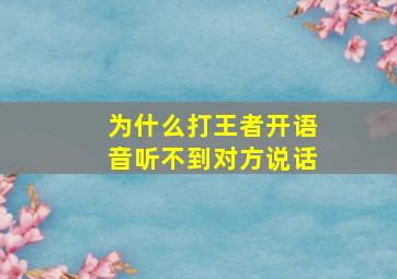 为什么打王者开语音听不到对方说话