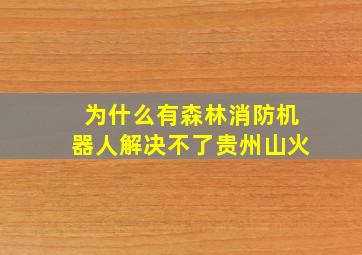 为什么有森林消防机器人解决不了贵州山火