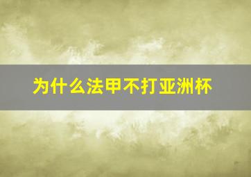 为什么法甲不打亚洲杯