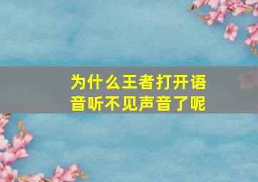 为什么王者打开语音听不见声音了呢